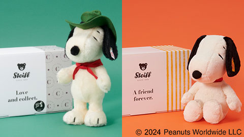 国内のPeanuts公式オンラインショップ『おかいものSNOOPY』『シュタイフ』限定デザインのスヌーピーぬいぐるみ２種を予約販売予定！