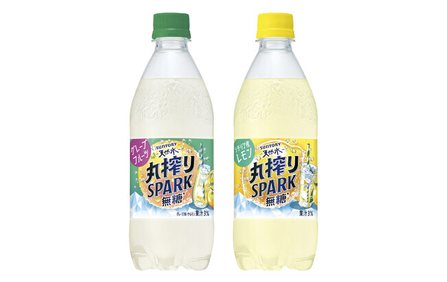 無糖なのに果実感たっぷりの炭酸飲料「サントリー天然水 丸搾りＳＰＡＲＫ無糖」が新登場！