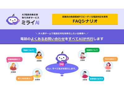 電話対応・取り次ぎサービス「ミライAI」にFAQシナリオが追加！AIが電話でのよくあるお問い合わせをすべて代行