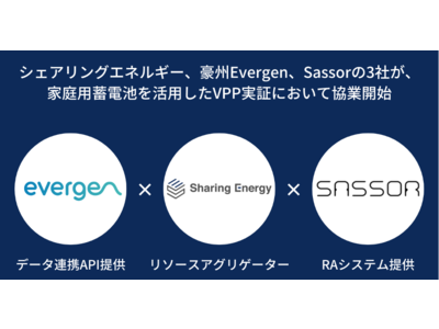 Sassor、シェアリングエネルギーおよび豪州Evergenと業務提携し、分散電源のエネルギーマネジメントの実証を開始