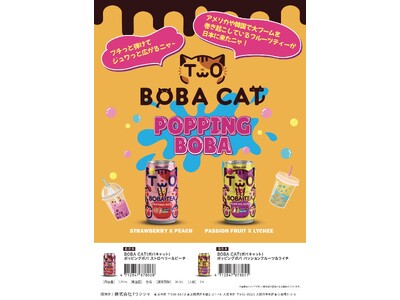 BOBA CAT(ボバキャット) 台湾産ポッピングボバ入りフルーツティー缶発売