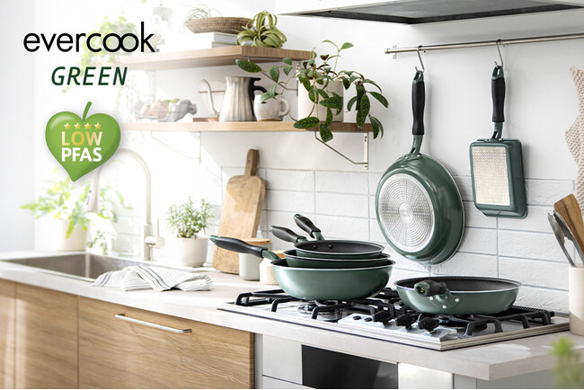 フライパンを替えるだけで”頑張らないサステナブル”フッ素樹脂を極限までカットしたフライパン『evercook GREEN』を公式オンラインストアで早期割引キャンペーン実施中