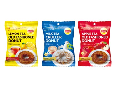 Lipton (リプトン)のパウダーを使用した3種類のドーナツ(レモンティー、ミルクティー、アップルティー)を発売！