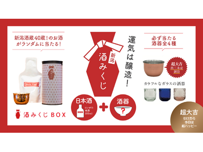 日本酒は「選ぶ」から「出会う」へ。新潟土産に新提案。ガチャ感覚で出会いを楽しむ日本酒のお土産「酒みくじBOX」。酒運を占う、新しい日本酒体験。運気は醸造！