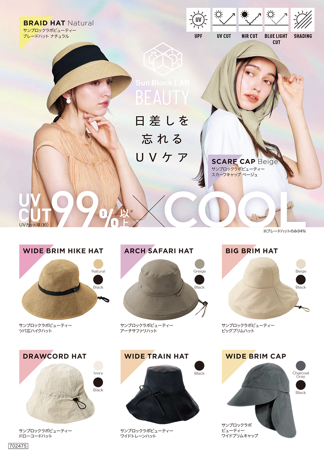 日差しを忘れるUVケア 「Sun Block LAB　BEAUTY」から、UVカット×COOLの高機能UV帽子9型を3月2日（月）より発売