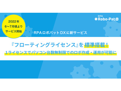 【RPAロボパットDXに新サービス】『フローティングライセンス』を搭載！１ライセンスでパソコン台数無制限でのロボ作成・運用が可能に