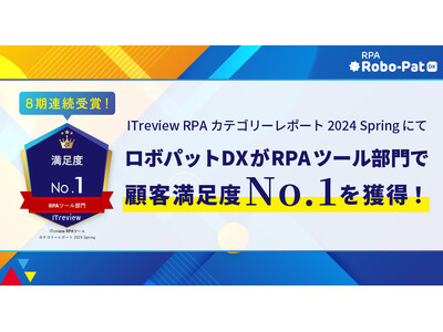 【８期連続受賞！】ロボパットDXがRPAツール部門で顧客満足度No.1を獲得！