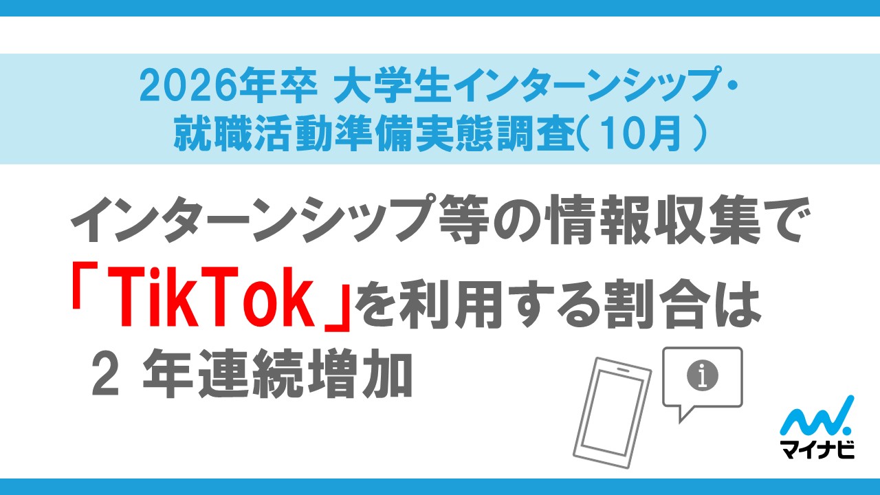 「マイナビ 2026年卒 大学生インターンシップ・就職活動準備実態調査（10月）」を発表