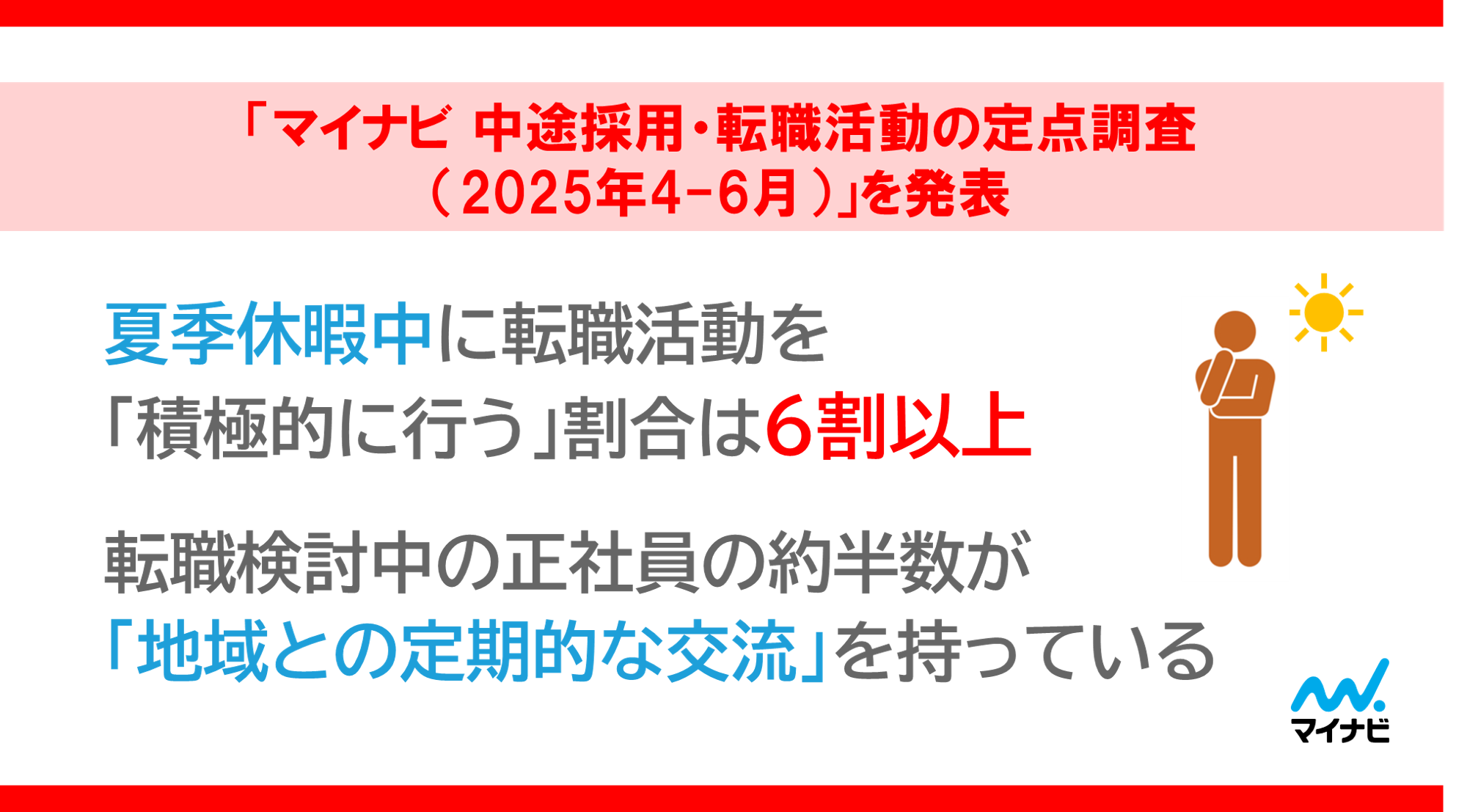 「マイナビ 中途採用・転職活動の定点調査（2025年4-6月）」を発表