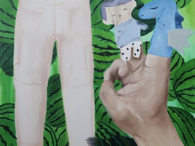 絵画と単語帳を組み合わせたインスタレーションを展開