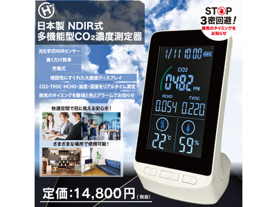 新発売!!　日本製　NDIR式多機能型CO2濃度測定器　HCOM-JP003