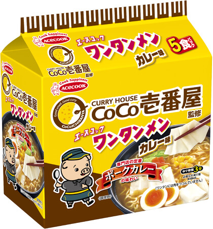 （袋）ワンタンメン　CoCo壱番屋監修　カレー味　5食パック　新発売