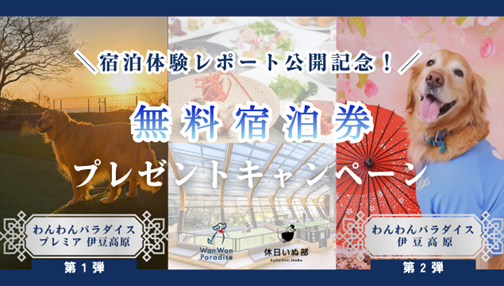 【休日いぬ部×アイコニア・ホスピタリティ 特別企画】 宿泊体験レポート公開記念！2施設の無料宿泊キャンペーンを順次開催