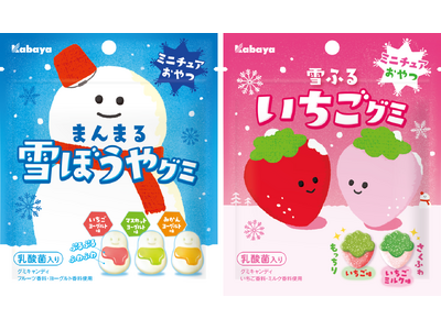 冬の風物詩ミニチュアおやつ『まんまる雪ぼうやグミ』『雪ふるいちごグミ』