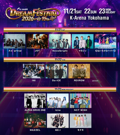 記念すべき15周年「テレ朝ドリフェス2026」　JO1の２年連続出演が決定！
