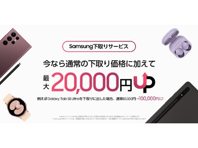 「Samsungオンラインショップ」下取り額UPキャンペーン　今なら通常の下取り価格に加えて最大20,000円UP