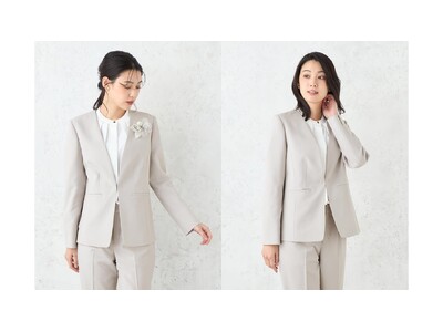 セレモニーシーンを美しく快適に彩る「SOFFICEノーカラージャケットパンツ ブラウス3点セット」12月...
