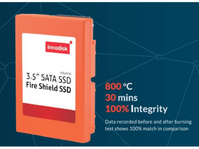 Innodiskの Fire Shield SSD(TM) は800℃を超える直接の炎に曝されても動作可能