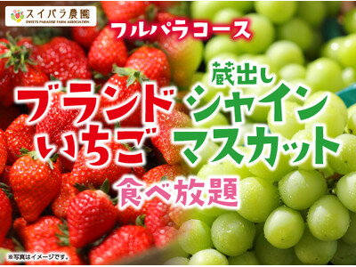 【スイパラでいちご食べ放題】「国産ブランドいちご＆蔵出しシャインマスカット食べ放題」開催決定！いちごを贅沢に使用した限定スイーツも♪