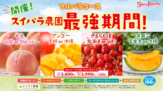 【6/29～】フルパラコース「スイパラ農園 最強期間」開催！4種の最強フルーツをファーストプレートでお届け