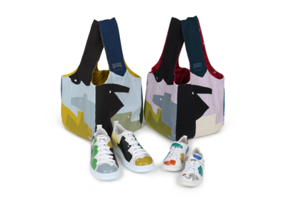 カンペールとテキスタイルデザイナー「鈴木マサル」が4年ぶりにタッグを組み、コラボレーション。初の試みとなるメンズ、ウィメンズ、キッズのツインズ・シューズと新作バッグが登場