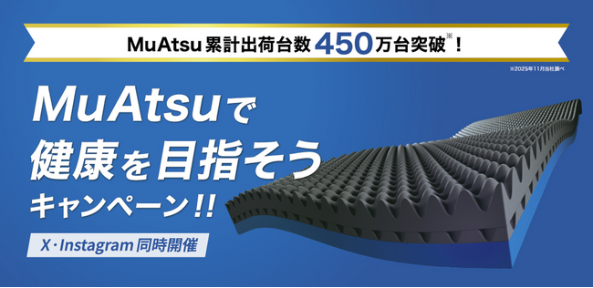 【第2弾はSNS】MuAtsuで健康を目指そうキャンペーン開催中！累計出荷台数450万台突破の感謝をこめて＜1月26日（月）～ムアツ公式SNS（X,Instagram）から！＞