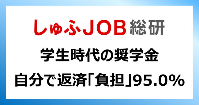 学生時代の奨学金、自分で返済するとしたら「負担」95.0%
