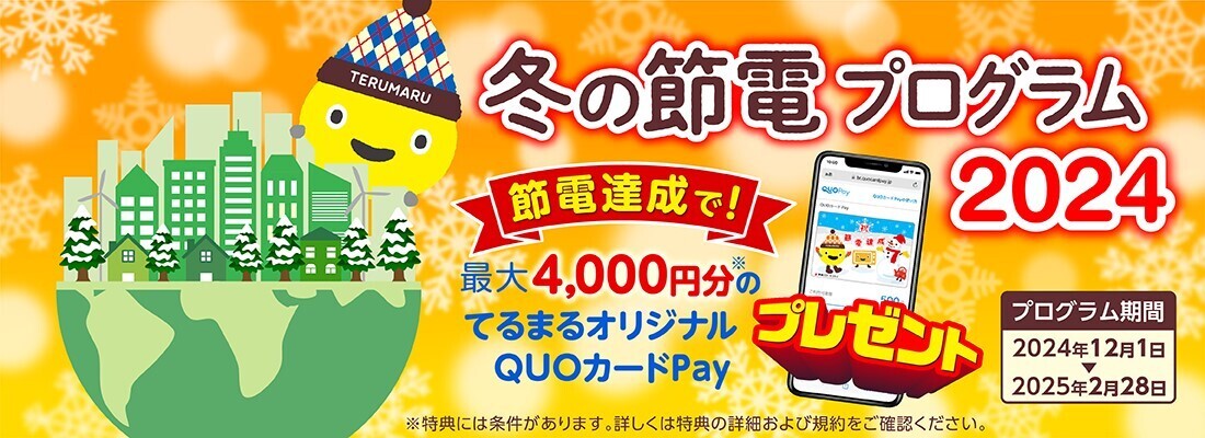 【東急でんき】節電量に応じてQUOカードPayをプレゼントする『冬の節電プログラム2024』が11月5日（火）より申込開始