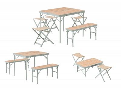 ベンチとスツールをオールインワン収納できるアウトドア用テーブルセット「LOGOS Life テーブルセット」シリーズ新登場