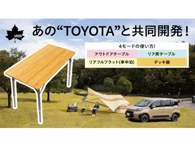 TOYOTAと共同開発！使い方4モードで愛車とアウトドアを繋ぐマルチテーブル「マルチ na テーブル」先行販売開始！