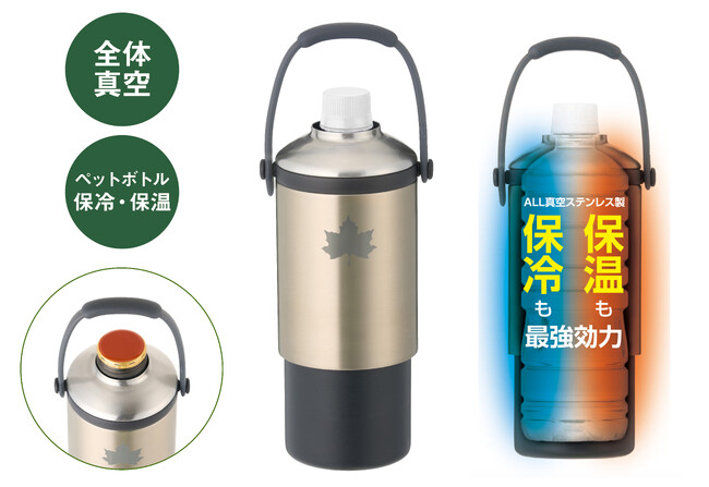 全体真空の保冷・保温力！660ml大サイズやボトル缶にも対応！『真空「温・冷」ペットボトルシリンダー』新発売
