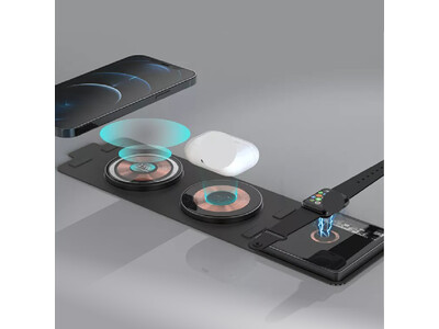 驚異のコンパクト設計、三つに折り畳んで収納可。iPhone・AirPods・Apple Watchを一緒に！ワイヤレス充電器「GeeVolt」をガジェットストア「MODERN g」で販売開始