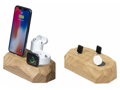 【再入荷しました！】OAKYWOOD「3 in 1ドック」ポーランド発の木工製品。Apple製品をまとめて充電！【人気製品】