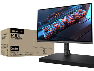 GIGABYTEから31.5インチ UHD モニターアーム一体型液晶ゲーミングモニター発売