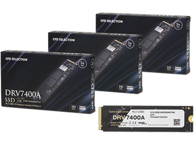 シー・エフ・デー販売から、シーケンシャルリード最大7,400MB/sのハイパフォーマンスM.2 NVMe SSD『DRV7400A』シリーズを発売