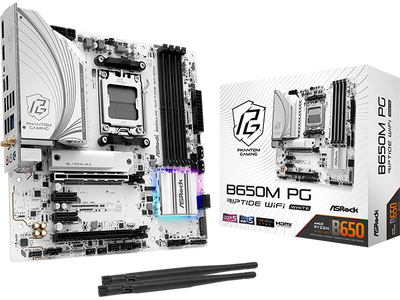 ASRockから、AMD B650 Wi-Fi6E+Bluetoothモジュールが付属したホワイトカラーのMicroATXマザーボード『B650M PG Riptide WiFi White』発売