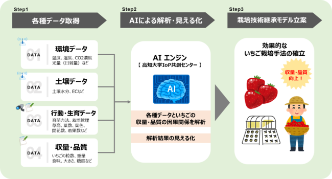 高知県佐川町のいちご栽培においてAIを用いたデータ解析の実証実験を開始