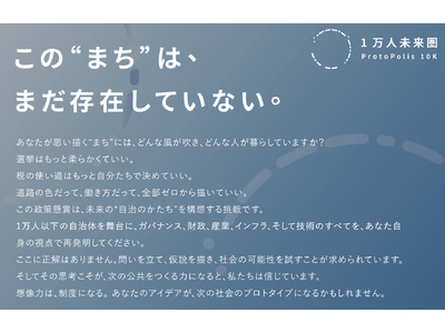 政策懸賞論文「1万人未来圏」募集開始 ―制度・経済・技術で描く、小さな社会のプロトタイプ―