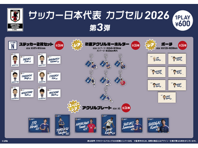 あの夏、世界の舞台で戦った選手たちを手元に。「サッカー日本代表 カプセル 2026 第3弾」をキリンチャレンジカップ2026開催日の9月24日より発売