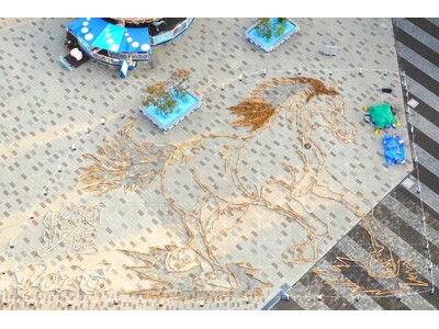 干支の巨大地上絵 制作中です（国営ひたち海浜公園）