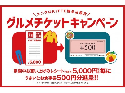 ユニクロＫＩＴＴＥ博多店限定！「グルメチケットキャンペーン」開催！！2018年11月21日（水）～11月25日（日）