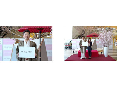 「阪急西宮ガーデンズ 春のお花見会」開催 着物に身を包んだ俳優・小泉孝太郎さんが、桜の木の下で日本酒を嗜む