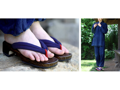 夏のお出かけに涼を添える「藍染め国産焼磨き女桐下駄」が再登場