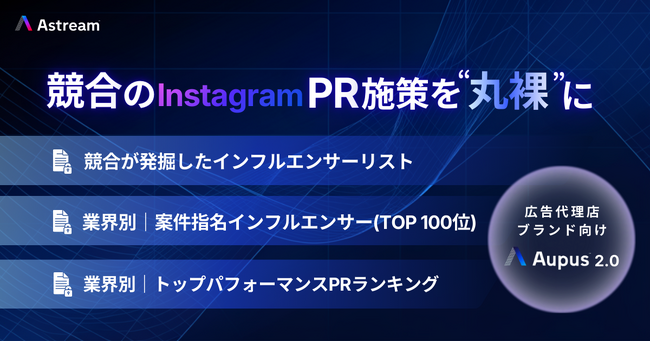 競合のInstagram PR施策を“丸裸“に～Astreamチームの解析技術から生まれた「Aupus 2.0」提供開始
