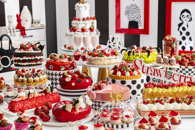【ヒルトン東京】『ストロベリーモノクロ・ガールズパーティー』スイーツビュッフェ