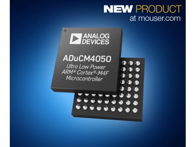 マウザー、IoTエッジノードでの電力消費を大幅に低減する、アナログ・デバイセズ社のマイクロコントローラADuCM4050の販売を開始