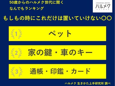 【50歳からのハルメク世代に聞く なんでもランキング】50歳以上の女性が選ぶ「もしもの時にこれだけは置い...