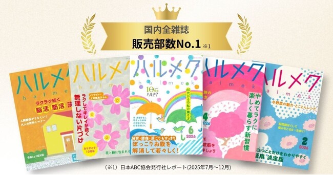 プレスリリース「50代からの女性が知りたい情報満載の雑誌『ハルメク』が8半期連続で販売部数No.1を獲得」のイメージ画像