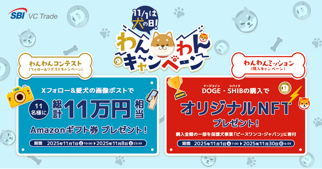 【11月1日は犬の日】「わんわんキャンペーン」に参加して保護犬を支援！SBI VCトレードがピースワンコ・ジャパンを応援