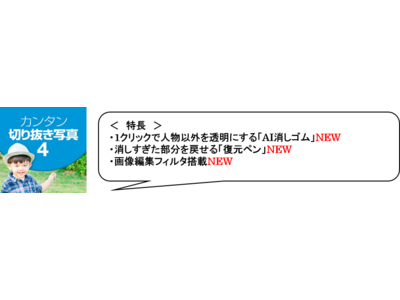 AIが自動で人物を判定する画像編集ソフトの最新版　「カンタン切り抜き写真 4」　3月18日（木）新発売　